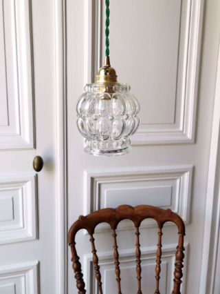 luminaire suspension globe vintage déco câble textile torsadé Bloomis