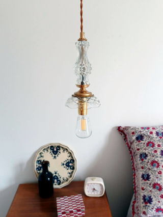 Lampe baladeuse composition vintage verre et métal décoration création Bloomis