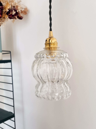 Lampe suspension globe vintage ancien verre transparent décoration Bloomis