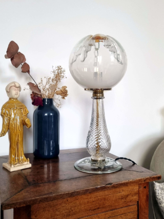 lampe à poser vintage globe verre murano ancien décoration luminaire maison création Bloomis
