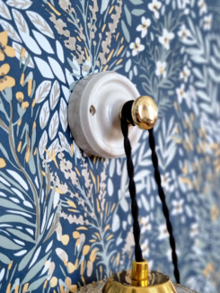 patere porcelaine accroche murale pour lampe baladeuse déco vintage création Bloomis
