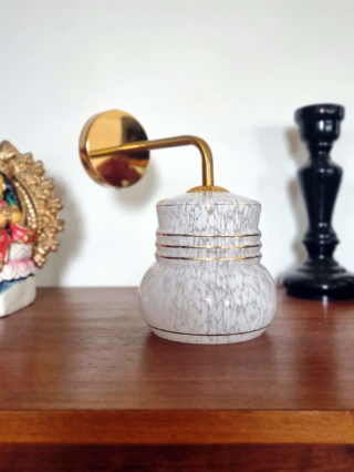 Applique murale globe verre vintage verre de clichy blanc et doré luminaire décoration Bloomis