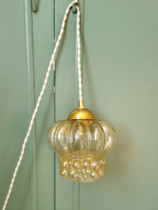 lampe baladeuse globe verre bullé ambré luminaire vintage Bloomis