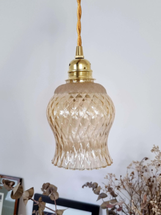lampe baladeuse globe ancien en verre ambré luminaire vintage Bloomis