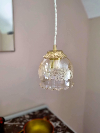 lampe baladeuse globe ambré florale decoration vintage luminaire câble torsadé Bloomis