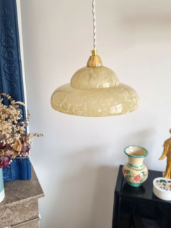 suspension en verre de clichy jaune décoration luminaire vintage Bloomis