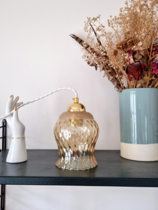 lampe baladeuse globe en verre ambré luminaire bohème vintage Bloomis