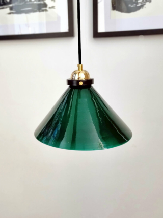 suspension abat-jour vert en opaline luminaire décoration vintage Bloomis