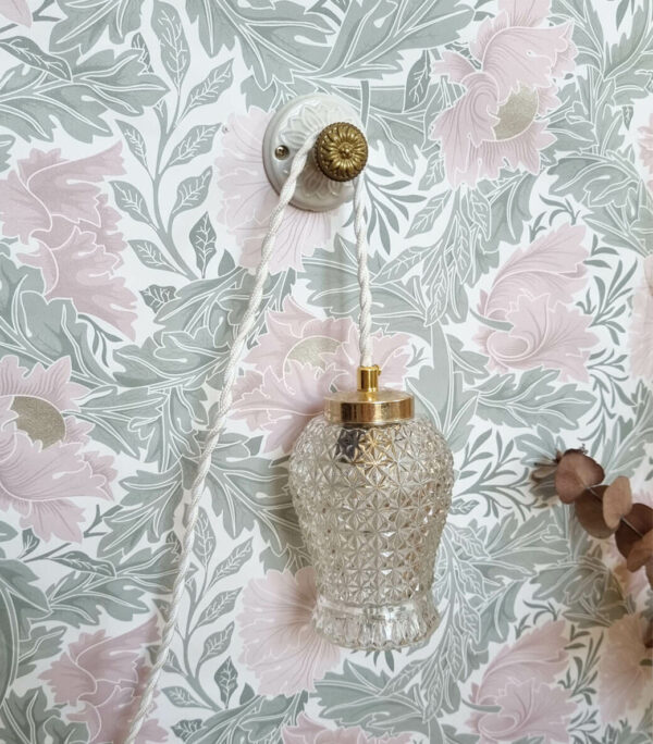 patère murale porcelaine pour accrocher une lampe baladeuse décoration vintage - Création Bloomis