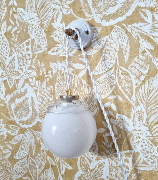 patère murale porcelaine et laiton, accroche lampe baladeuse décoration vintage - Création Bloomis