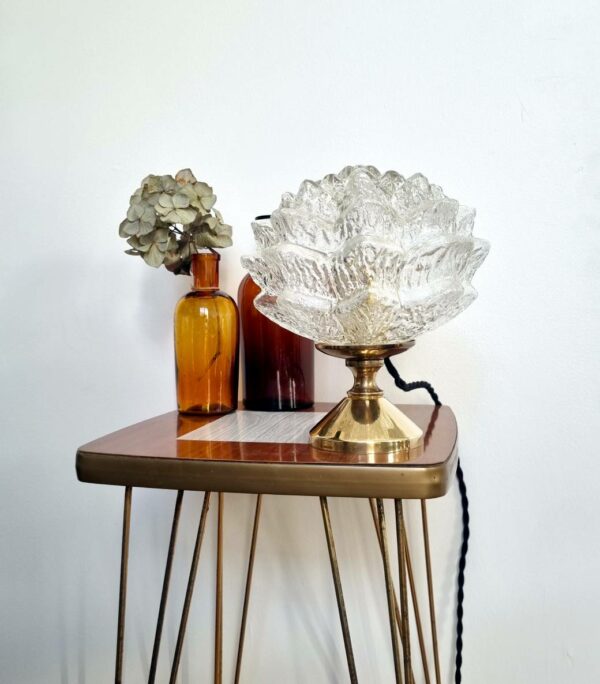 lampe à poser globe fleur années 30 luminaire vintage Bloomis