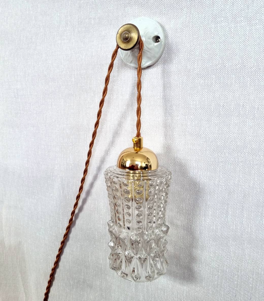 patère murale porcelaine moulurée accroche murale lampe baladeuse - Création upcycling Bloomis