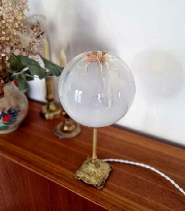 lampe à poser vintage globe verre murano ancien. Luminaire vintage création Bloomis