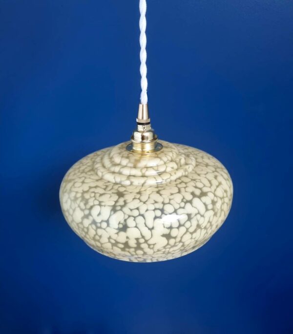 suspension globe verre de clichy jaune art déco luminaire vintage Bloomis