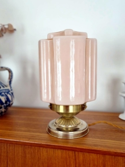 Lampe globe vintage opaline art déco rose création upcyling Bloomis