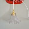 Lampe baladeuse tulipe en verre avec son cordon tressé. Luminaire vintage & upcycling Bloomis.