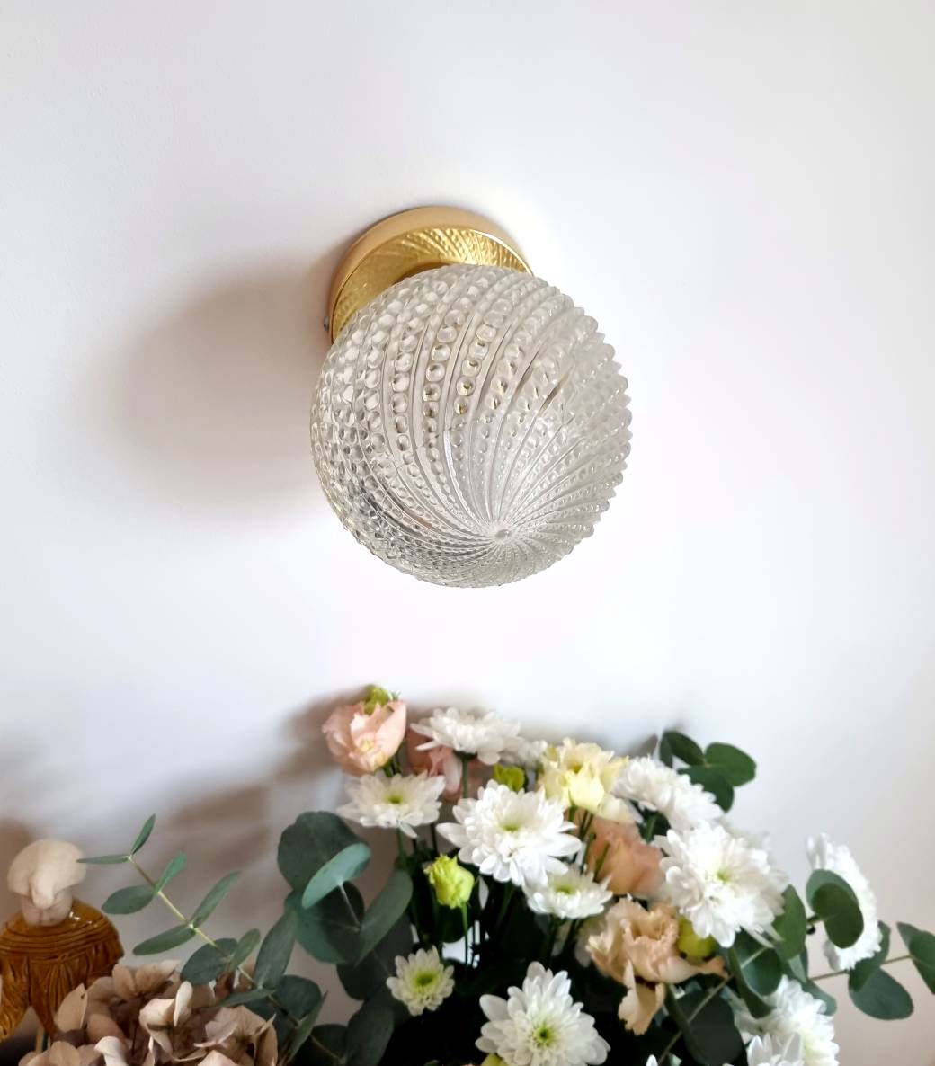 applique murale globe en verre vintage. Luminaire décoration vintage Bloomis