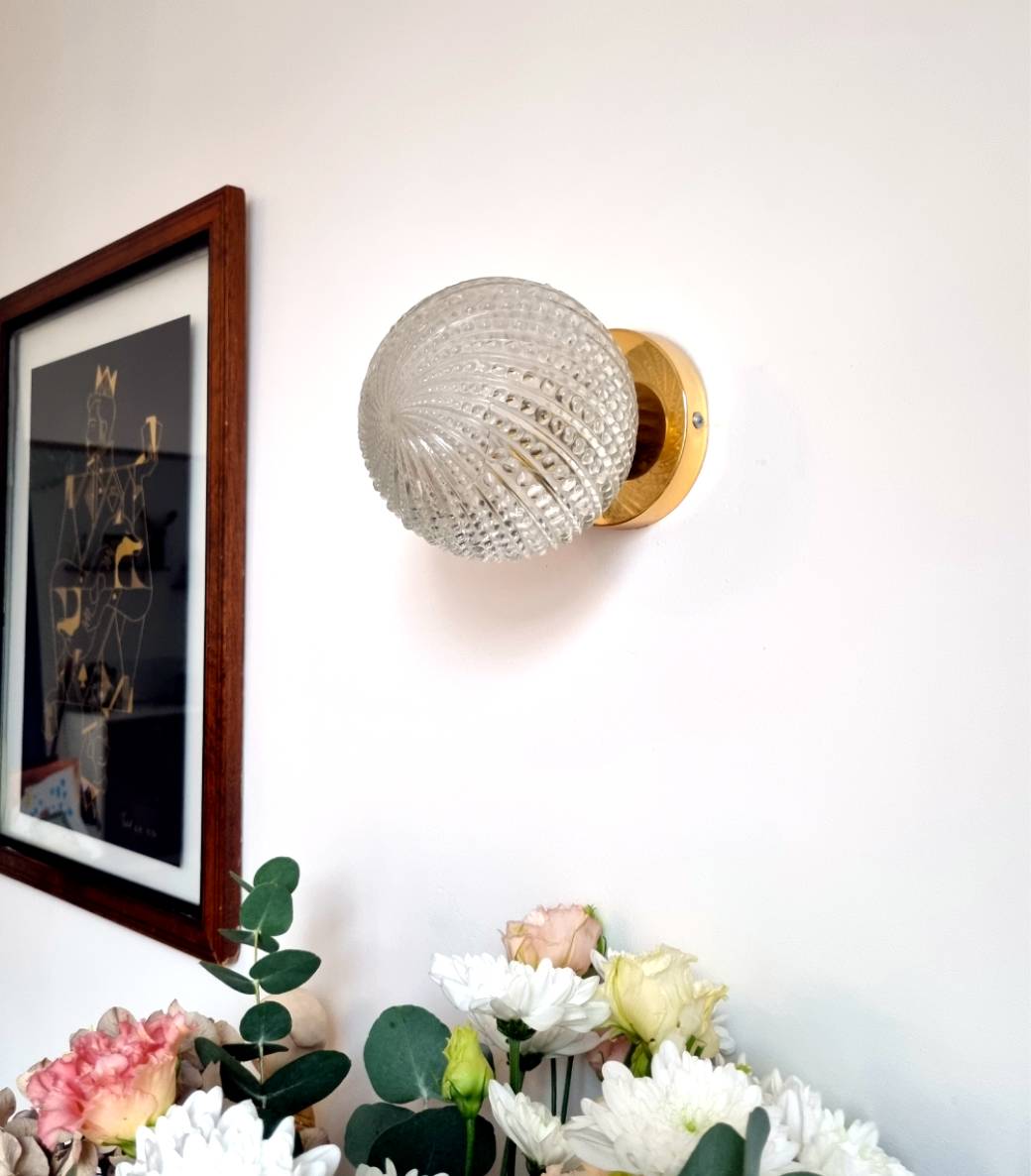 applique murale globe en verre vintage. Luminaire décoration vintage Bloomis
