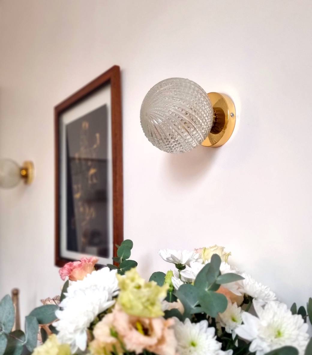 applique murale globe en verre vintage. Luminaire décoration vintage Bloomis