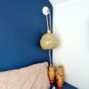 Lampe baladeuse globe verre de clichy jaune. Luminaire vintage art déco Bloomis