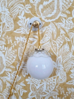 patère murale porcelaine et laiton accroche murale lampe baladeuse - Création upcycling Bloomis