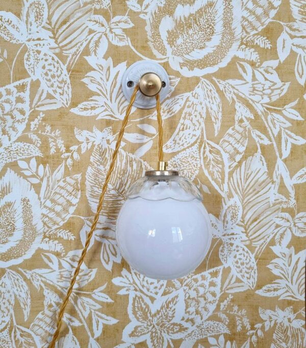 patère murale porcelaine et laiton accroche murale lampe baladeuse - Création upcycling Bloomis