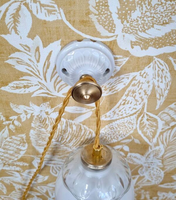patère murale porcelaine et laiton accroche murale lampe baladeuse - Création upcycling Bloomis