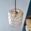 suspension globe bibendum verre ambré seventies. luminaire vintage Bloomis
