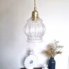 Lampe baladeuse globe verre et son cordon tressé à personnaliser. Luminaire vintage Bloomis