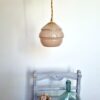 Lampe baladeuse en verre de clichy rose moucheté. Luminaire vintage art déco Bloomis