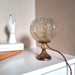lampe à poser globe en verre transparent et ambré art déco luminaire vintage Bloomis