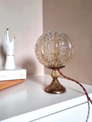 lampe à poser globe en verre transparent et ambré art déco luminaire vintage Bloomis