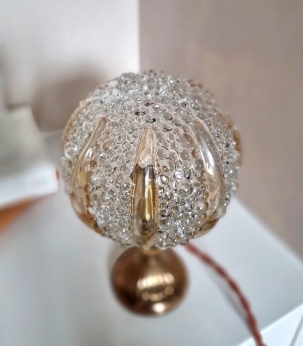 lampe à poser globe en verre transparent et ambré art déco luminaire vintage Bloomis