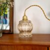 Suspension globe en verre ambré et câble torsadé, luminaire vintage Bloomis
