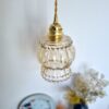 Suspension globe en verre ambré et câble torsadé, luminaire vintage Bloomis