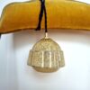 Lampe baladeuse art déco globe verre de clichy jaune. Luminaire vintage Bloomis