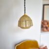 Lampe baladeuse art déco globe verre de clichy jaune. Luminaire vintage Bloomis