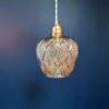 suspension verre ambré. luminaire vintage Bloomis