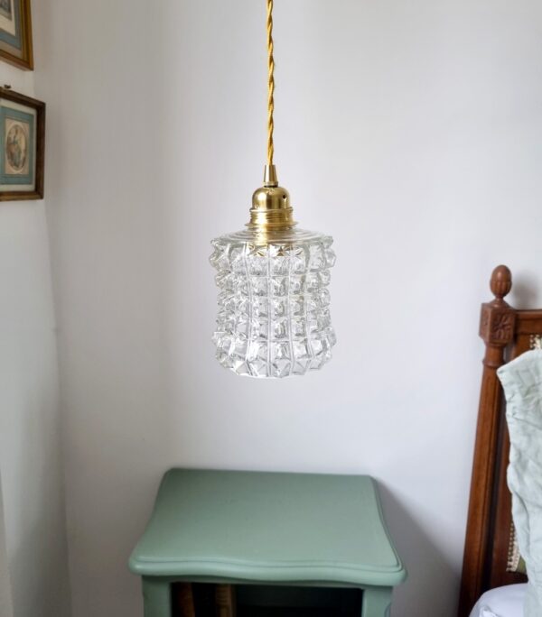 Lampe baladeuse globe verre et son cordon tressé à personnaliser. Luminaire vintage Bloomis