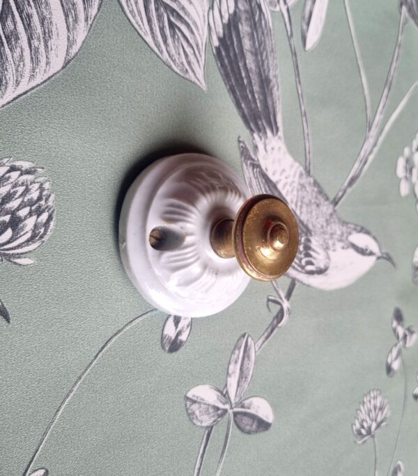 Patère murale en porcelaine et bouton laiton - Collection Les Imparfaites Bloomis
