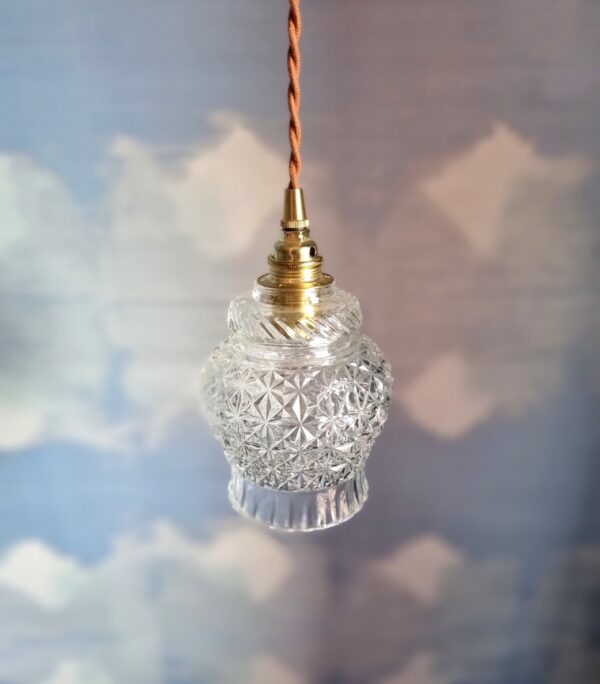 Lampe baladeuse globe verre et son cordon tressé à personnaliser. Luminaire vintage Bloomis