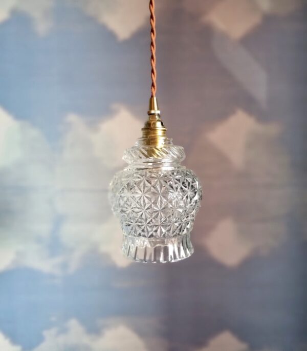 Lampe baladeuse globe verre et son cordon tressé à personnaliser. Luminaire vintage Bloomis