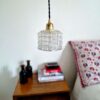 Lampe baladeuse globe verre et son cordon tressé à personnaliser. Luminaire vintage Bloomis