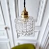 Lampe baladeuse globe verre et son cordon tressé à personnaliser. Luminaire vintage Bloomis