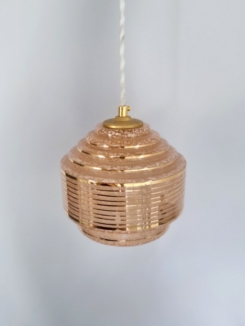 suspension verre de clichy rose art déco luminaire vintage Bloomis