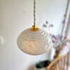 Lampe baladeuse art déco globe verre de clichy blanc. Luminaire vintage Bloomis