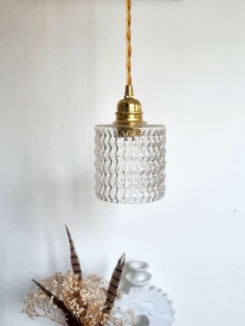 Lampe baladeuse globe verre et son cordon tressé à personnaliser. Luminaire vintage Bloomis