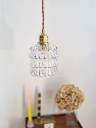 Lampe baladeuse globe verre et son cordon tressé à personnaliser. Luminaire vintage Bloomis